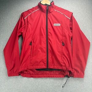 Sugoi Windbreaker Womens S Red Cycling Jacket Reflective Full Zip Microfine